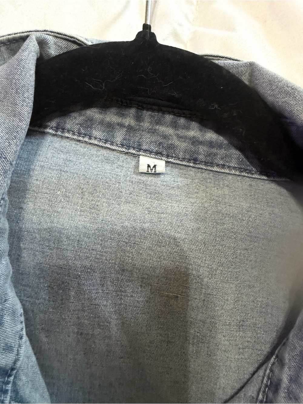 Light Blue Denim Button-Front Women's Dress - Picture 7 of 9